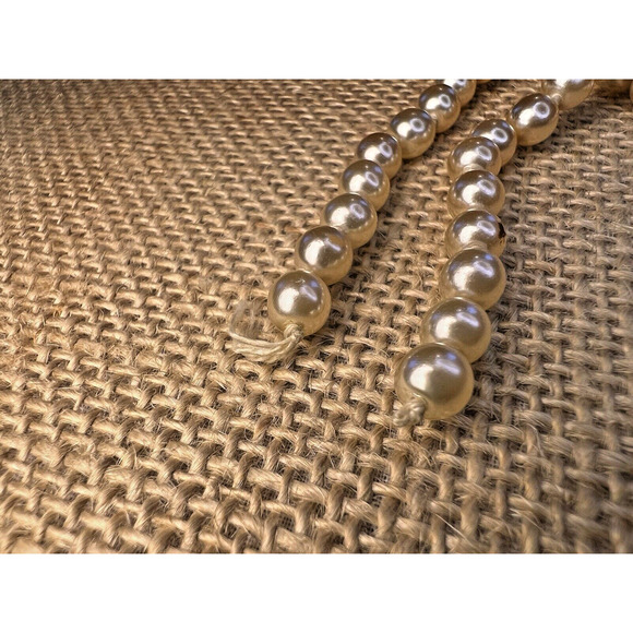 Strand (Broken) of Knotted Faux White Pearls with Gold tone Clasp--28 inches - Picture 10 of 10